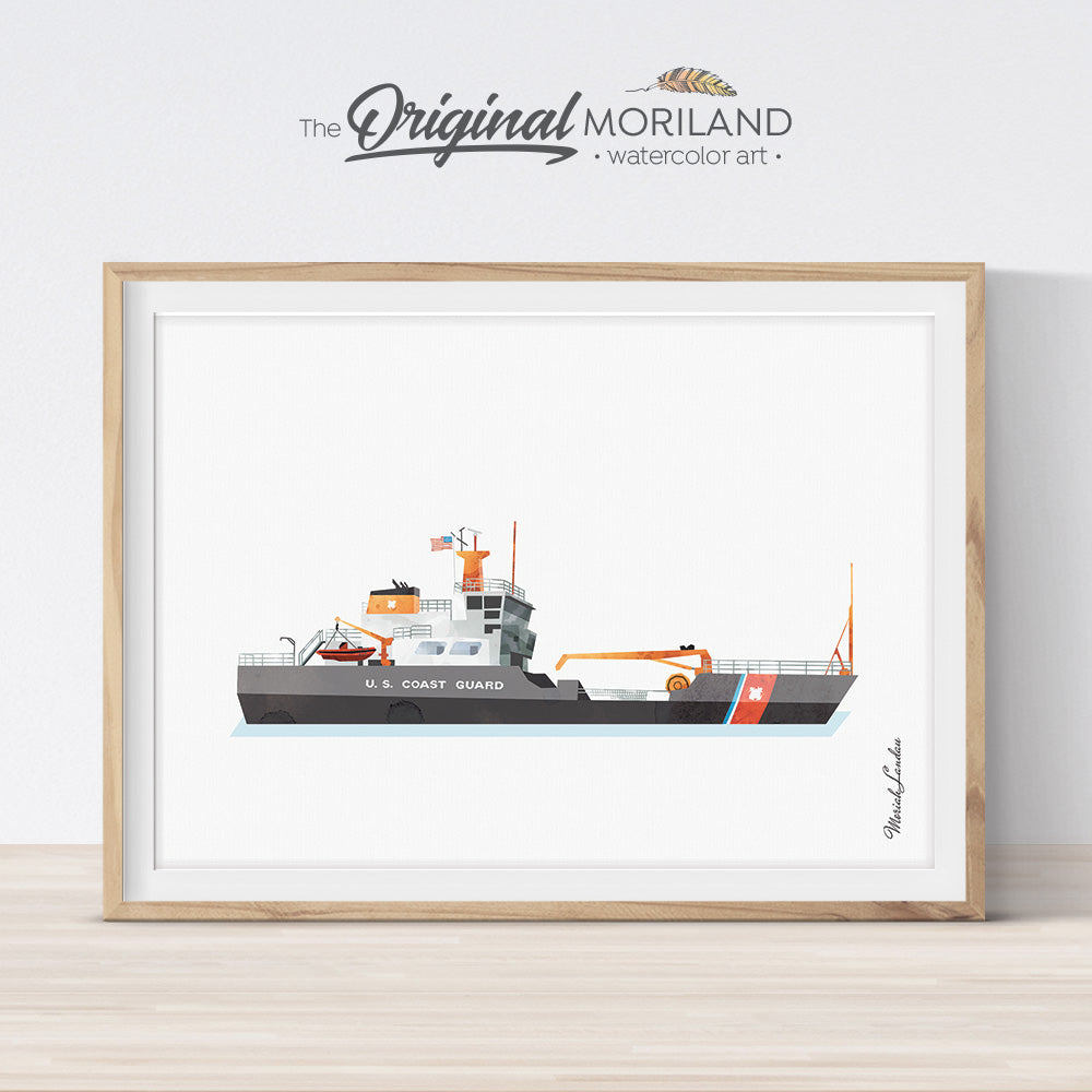 Coast Guard Cutter Ship illustration for bedroom decor