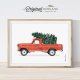 Printable Christmas Truck with tree card, wall art decoration 