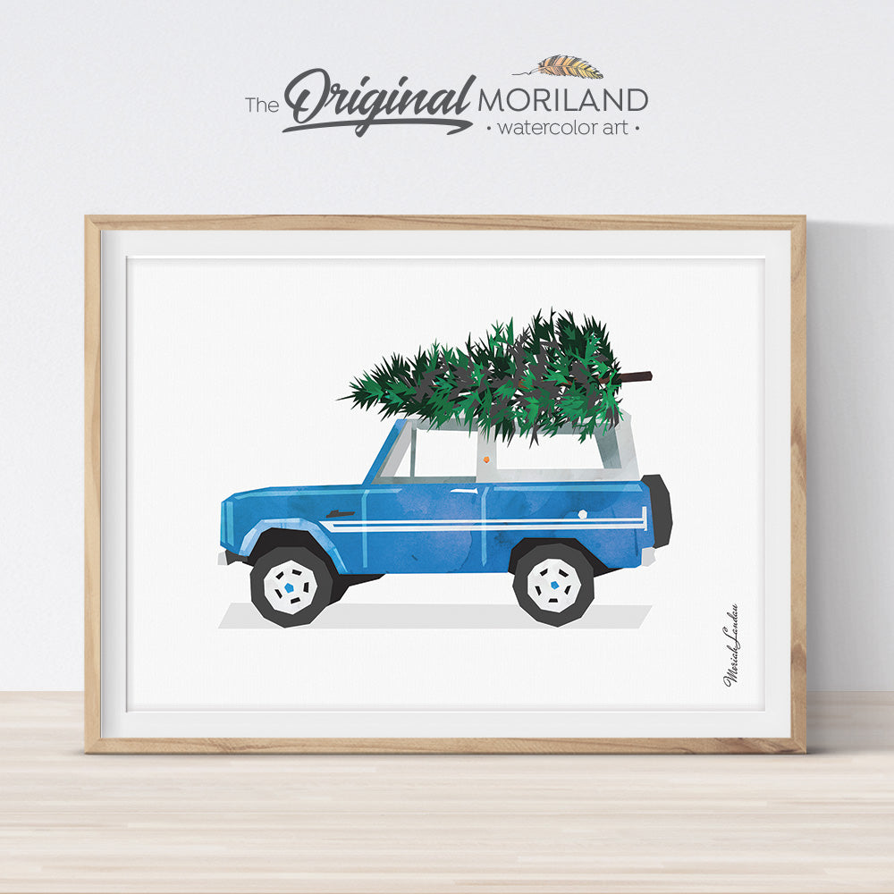 Christmas Bronco car print printable for card, wall art and Christmas decorations