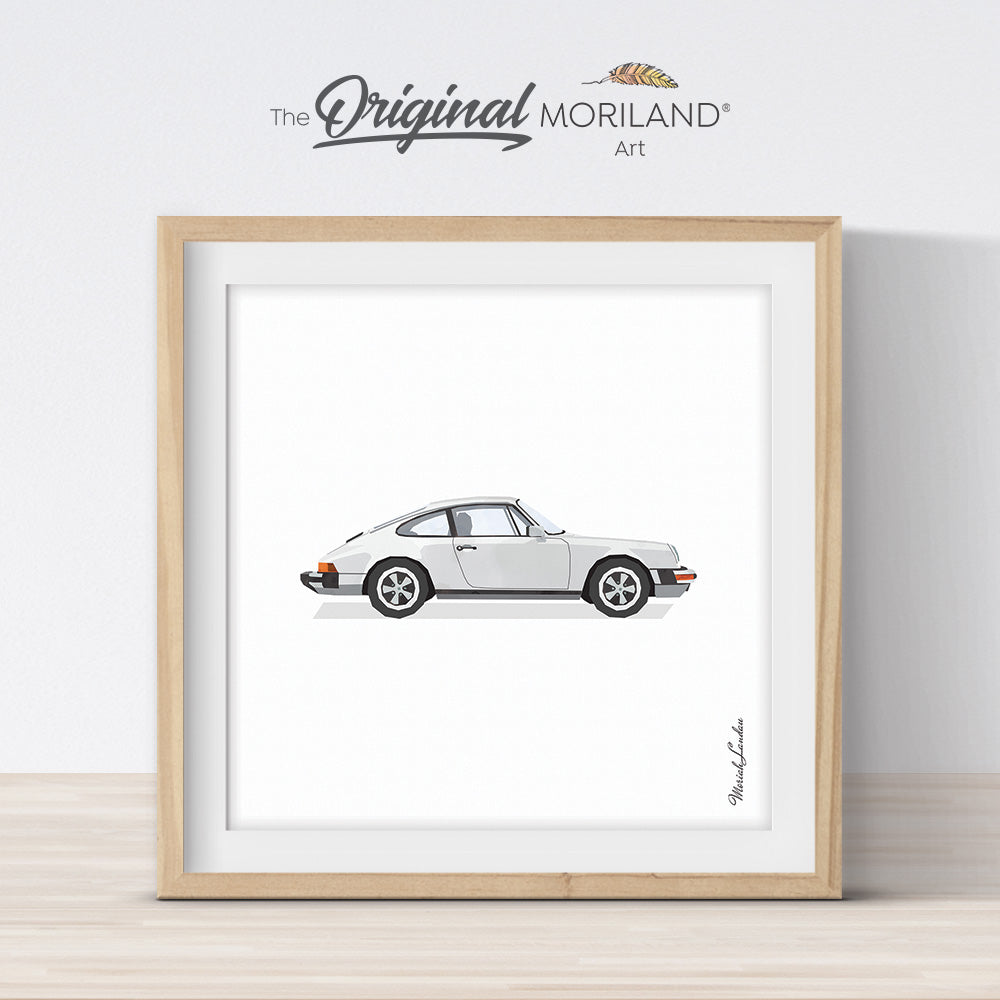 Classic White Car Print - Printable Art