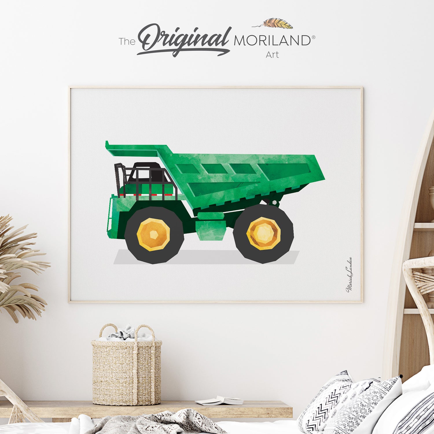 Dump truck construction art for boy room decor by MORILAND