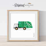 Old Green Garbage Truck Print - Printable Art