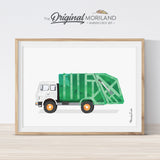 Watercolor Garbage truck printable for birthday and bedroom decor