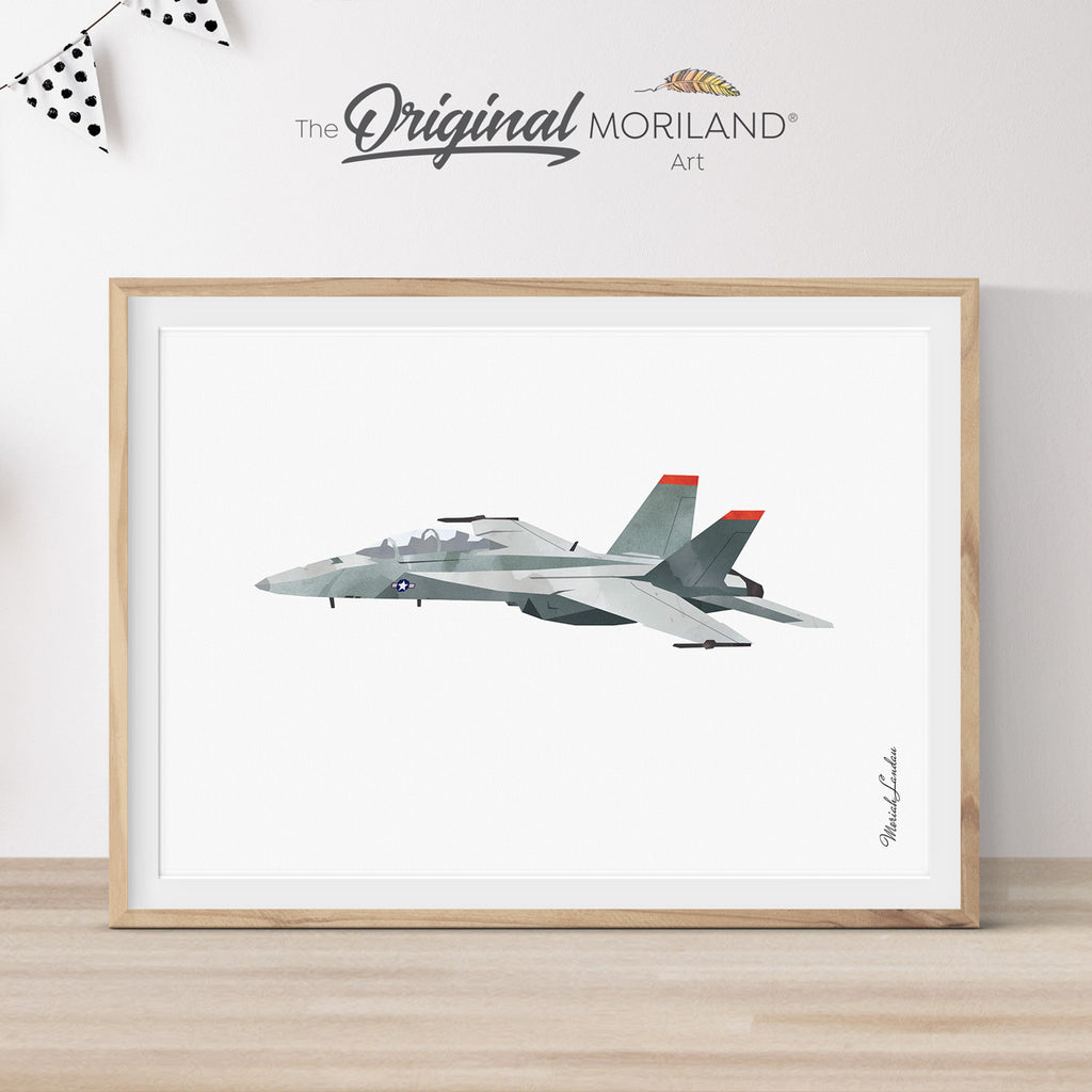 F-18 Combat Aircraft Print Wall Art - Printable Art for boy bedroom decor