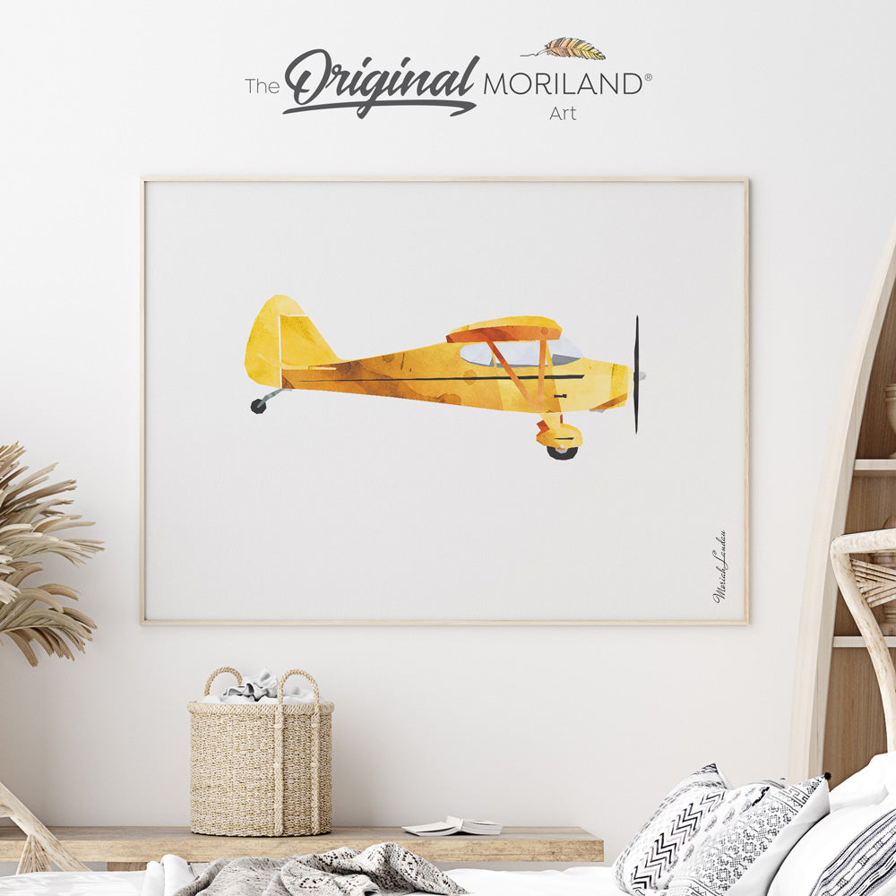 Yellow Light Plane Fine Art Paper Print