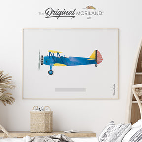 Vintage Biplane Fine Art Paper Print, Airplane Print, Aircraft Decor, Biplane Wall Art, Plane Nursery Wall Art, Transportation Decor, Kid Wall Art, Boy Print, Vintage Plane, Kid Room Decor, Classroom Wall Art, Kids Poster, Aviation Nursery