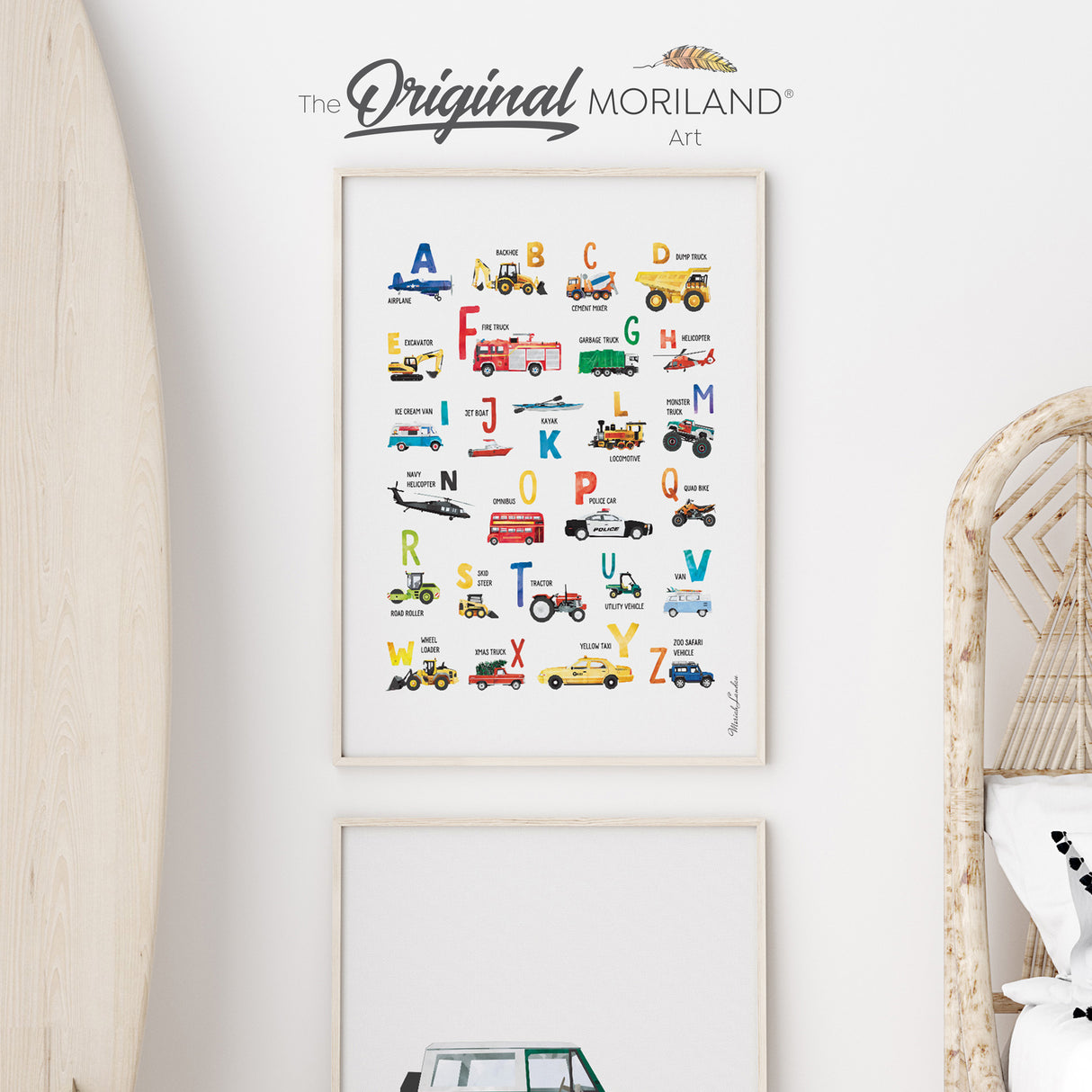 Transportation vehicle Alphabet Fine Art Print poster for Boy Room Decor