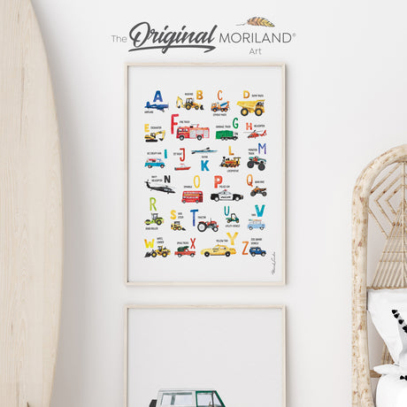 Transportation vehicle Alphabet Fine Art Print poster for Boy Room Decor