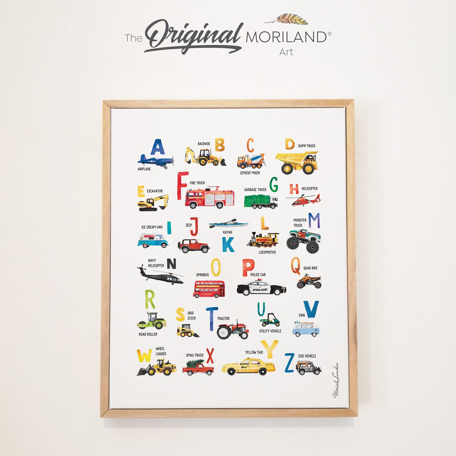 Transportation Alphabet, Framed Canvas Art, Back to school gift by MORILAND 