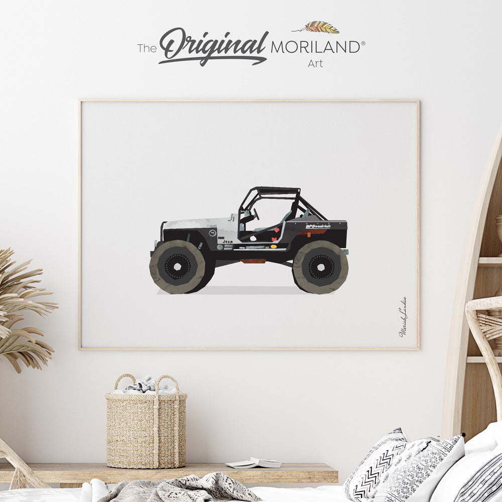 Black SUV Fine Art Paper Print, SUV Print, Classic Car Art, Vintage Print, Girl Boy Room Wall Decor, Car Decor, Off-Road Vehicle, Transportation Decor, Vehicle Print, Vehicle Art, Classic Car Print, Automobile Art, Kid Room Decor, Classroom Wall Art, Kids Poster by MORILAND