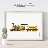 Yellow Train Wall Art for Boys and Girls Bedroom Decor 