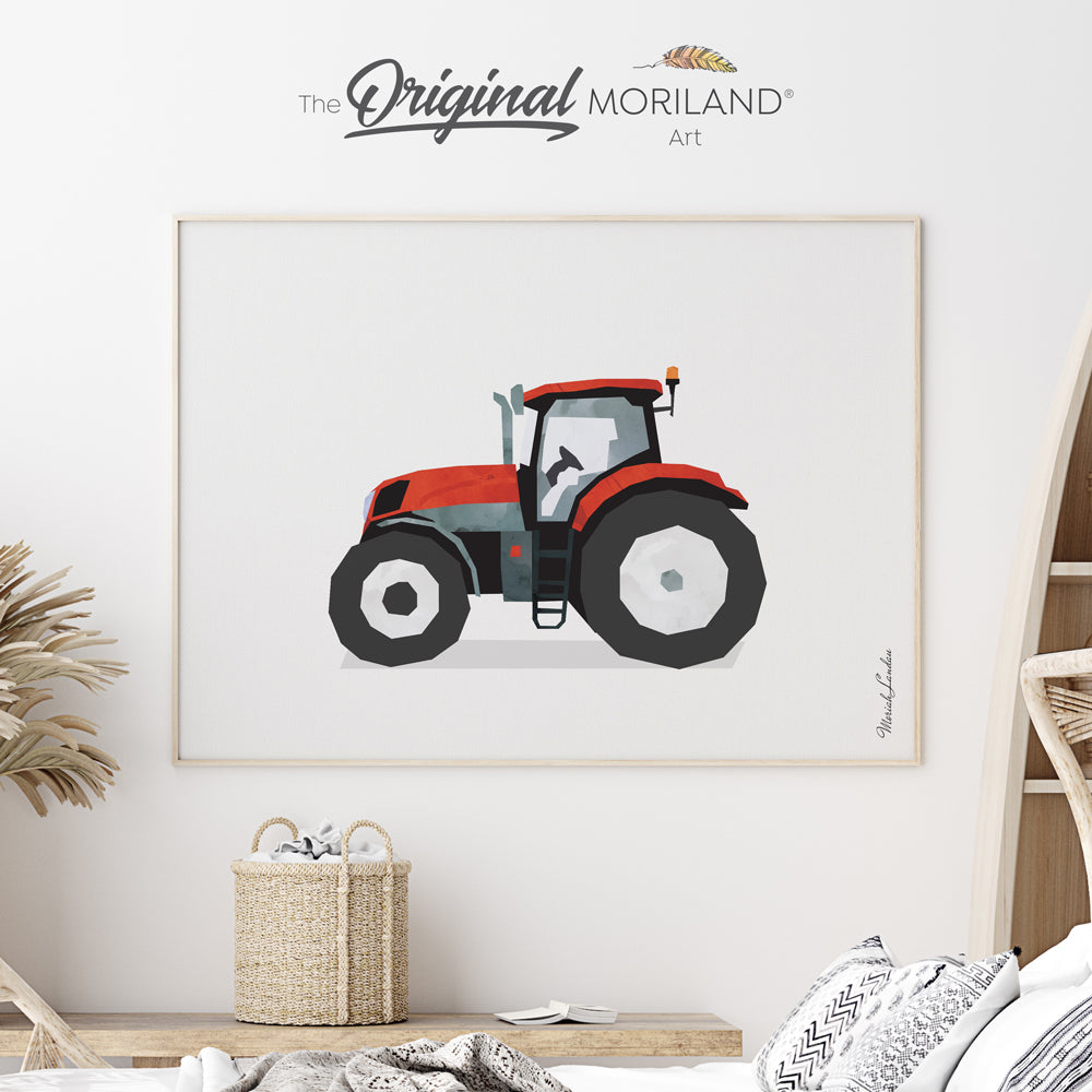 watercolor tractor print poster by MORILAND