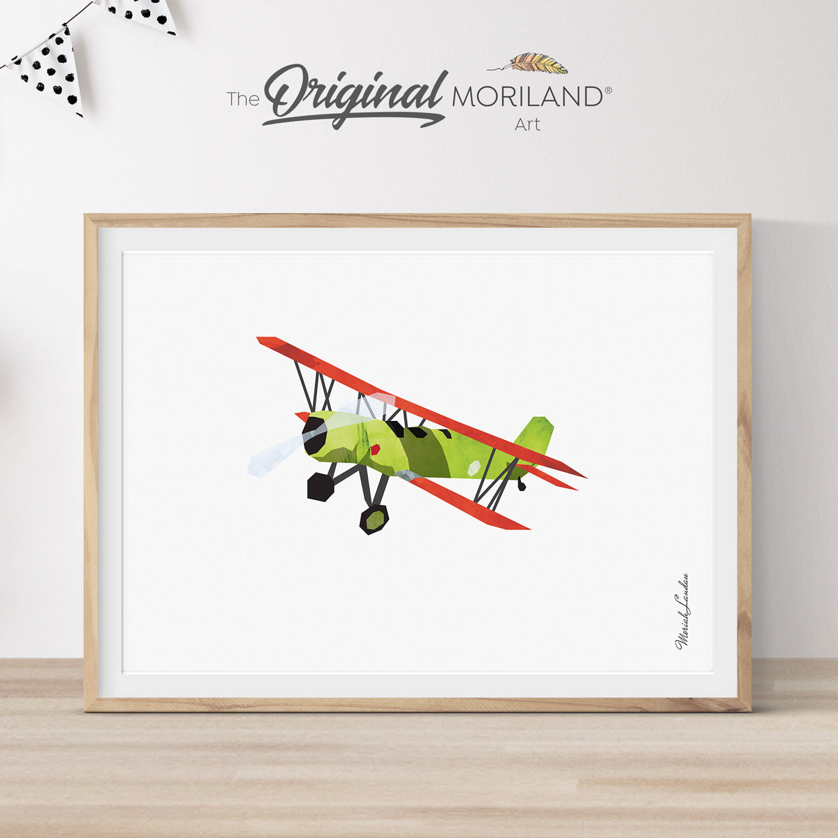 Vintage Baby Green Biplane Print - Printable Art
