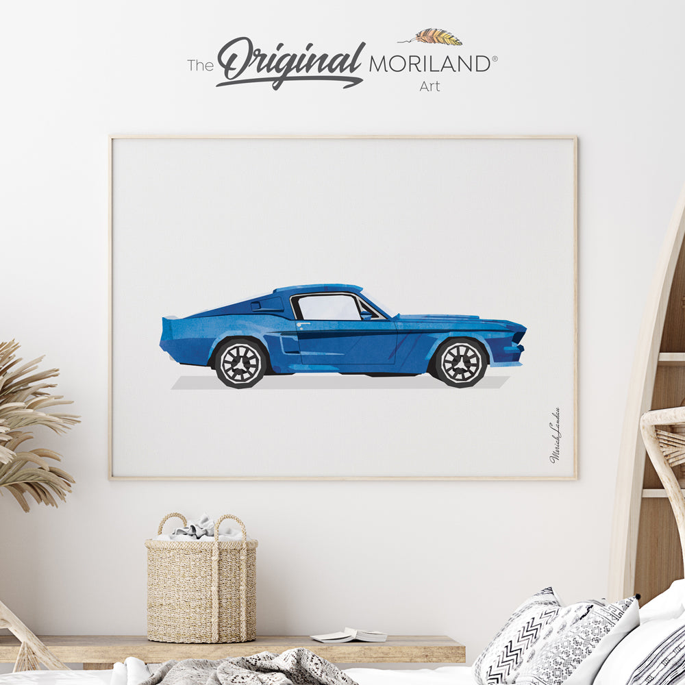 Blue Classic Car Print Fine Art Paper Print