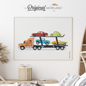 Car Carrier Trailer Fine Art Print for Boy Room Decor