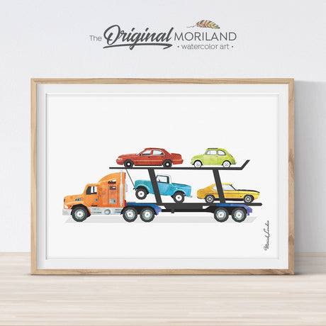 Car Carrier Print, Transportation Print, Truck Print, Truck Wall Decor, Prints for Boys Room, Toddler Boy Prints, Car Transporter, Printable