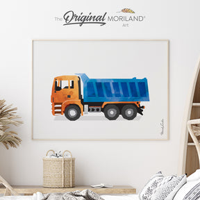 watercolor dump truck wall art print for boy bedroom by MORILAND