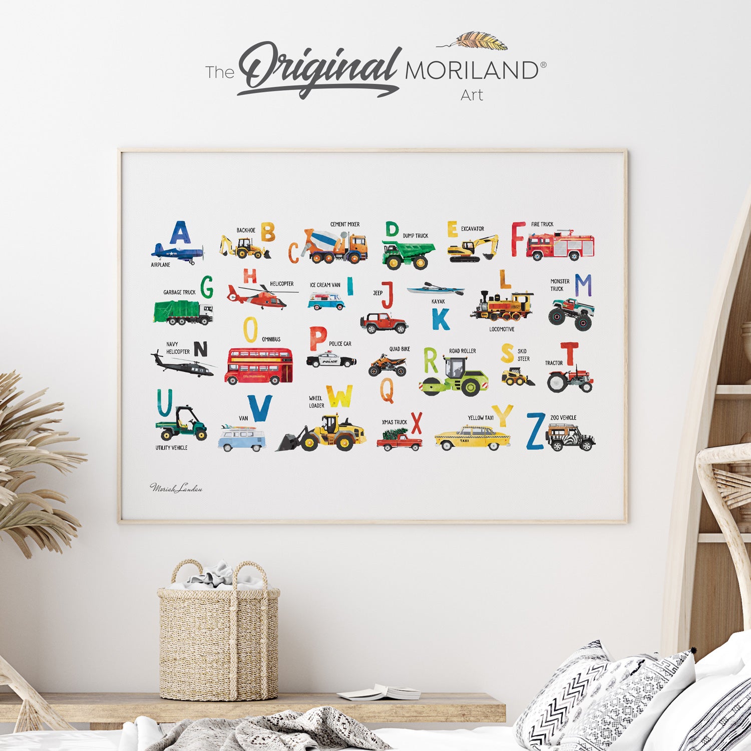 Transportation Alphabet Print - Fine-Art Print Alphabet Transportation Print, Excavator Print, Digger Art, Toddler Room Decor, Boy Nursery Decor, Truck Print, Big Boy Room Art, Transportation Art, Preschool Alphabet, Kids Poster