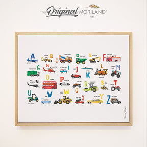 Transportation Alphabet Canvas Print | Alphabet Transportation Canvas Print, Excavator Print, Digger Art, Toddler Room Decor, Boy Nursery Decor, Truck Print, Big Boy Room Art, Transportation Art, Preschool Alphabet, Kids Poster by MORILAND