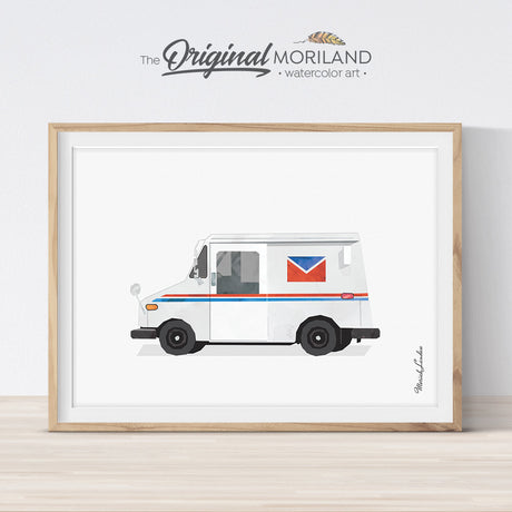 Mail Truck Wall Art Print for kids room decor