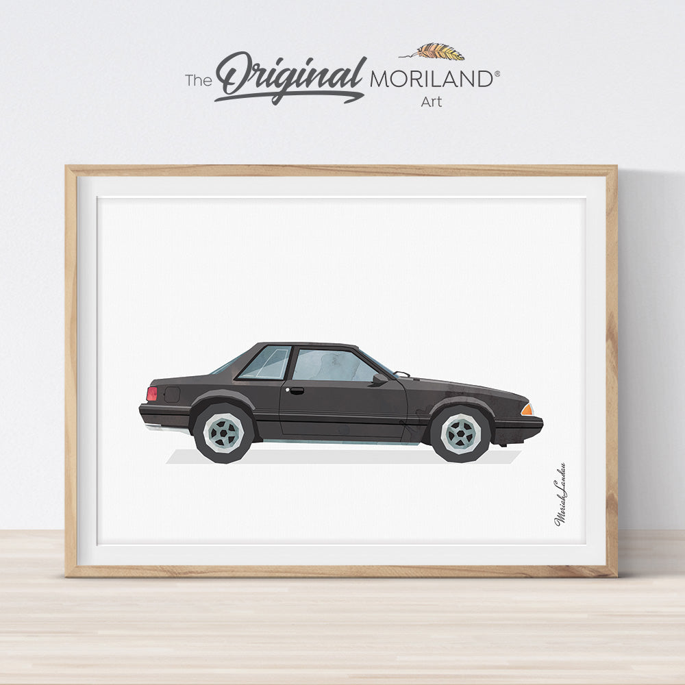 Ford mustang classic old vintage art print for room decor and gift for father
