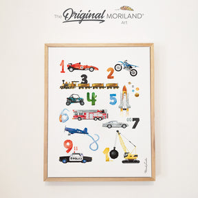 Numbers Transportation | Vertical - Framed Canvas Print, 123 Print, 1-10 Poster, Educational Numbers Wall Art, ABC Print, Alphabet Art, Nursery Decor, Vertical, Construction Print, Car Print, Classroom Wall Art, Kids Poster, Excavator Print, Digger Art, Toddler Room Decor, Boy Nursery Decor, Truck Print, Big Boy Room Art, Transportation Art, Preschool Alphabet, Kids Poster by MORILAND
