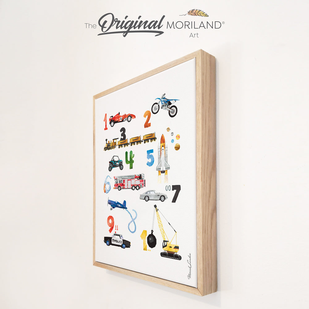Numbers Transportation | Vertical - Framed Canvas Print