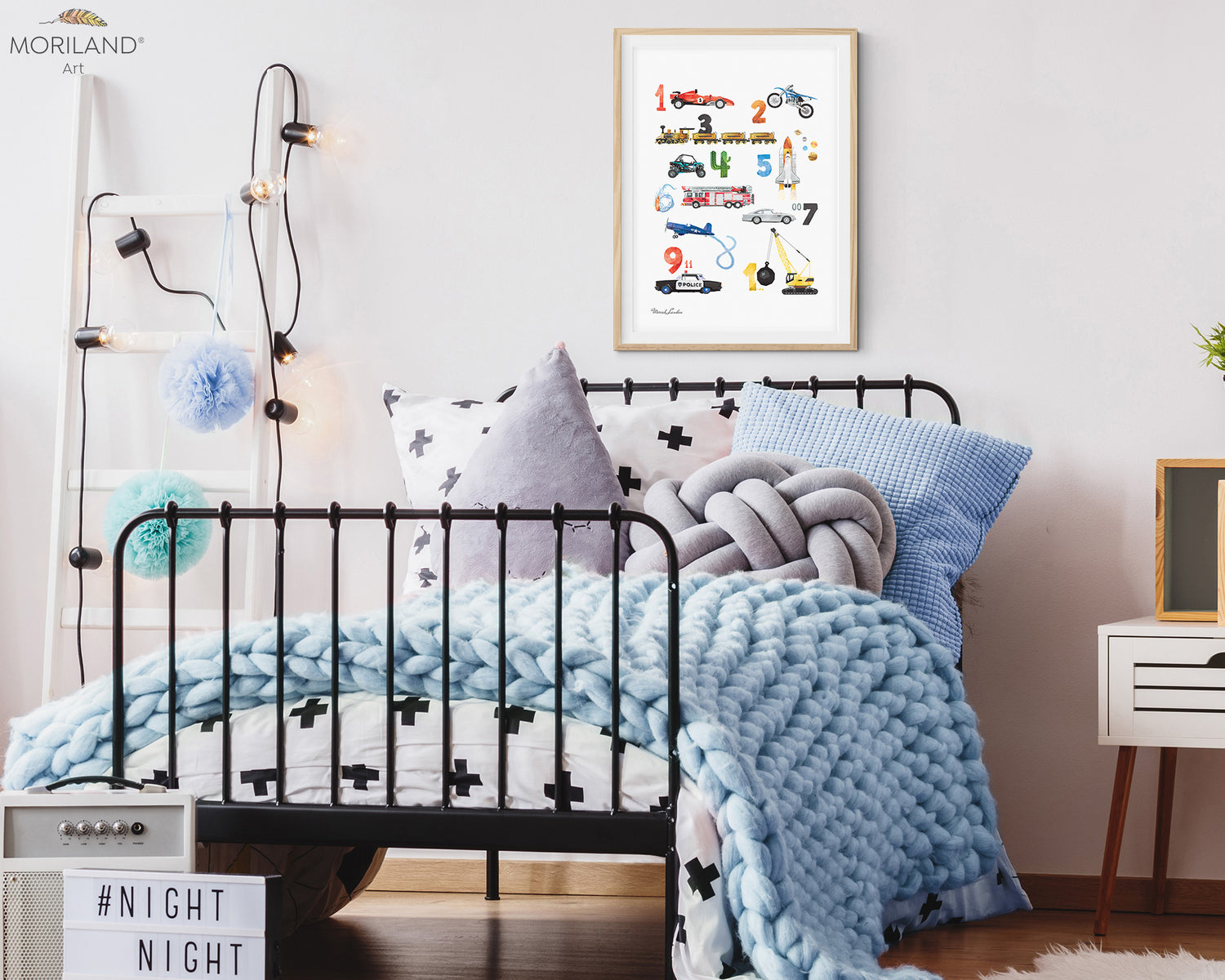 Transportation vehicle Alphabet numbers print for boy room decor