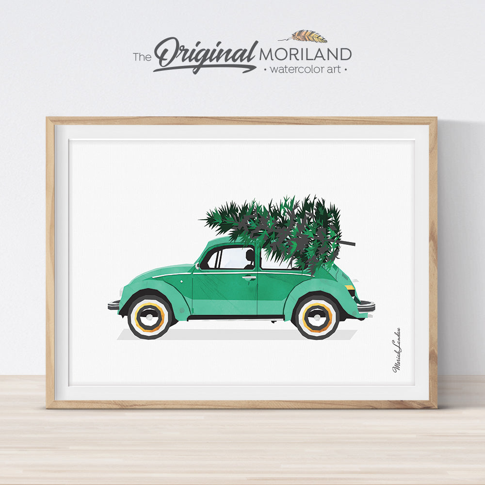 Christmas car print printable for card, wall art and decorations