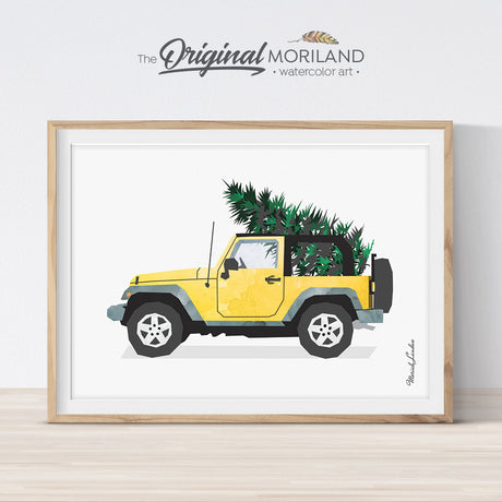 Christmas Jeep print printable for card, wall art and Christmas decorations