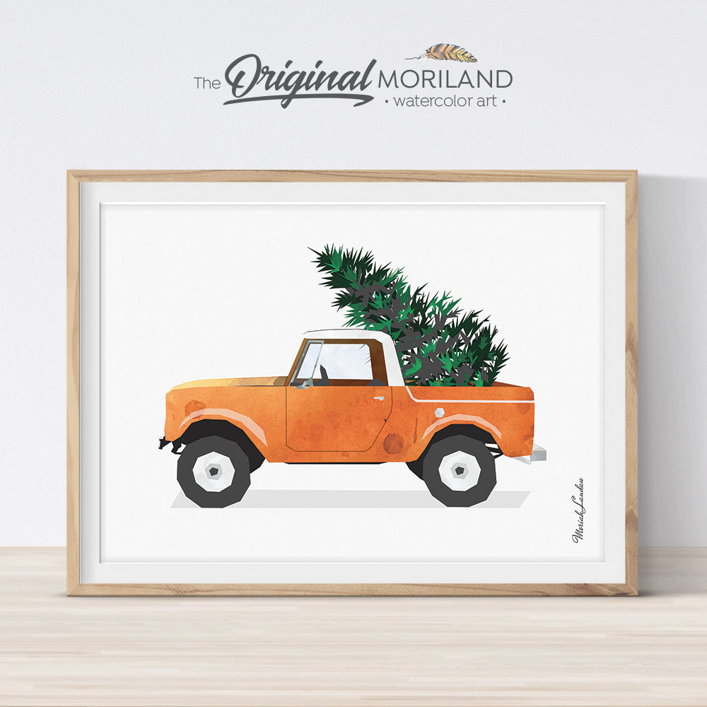Christmas truck print printable for card, wall art and Christmas decorations