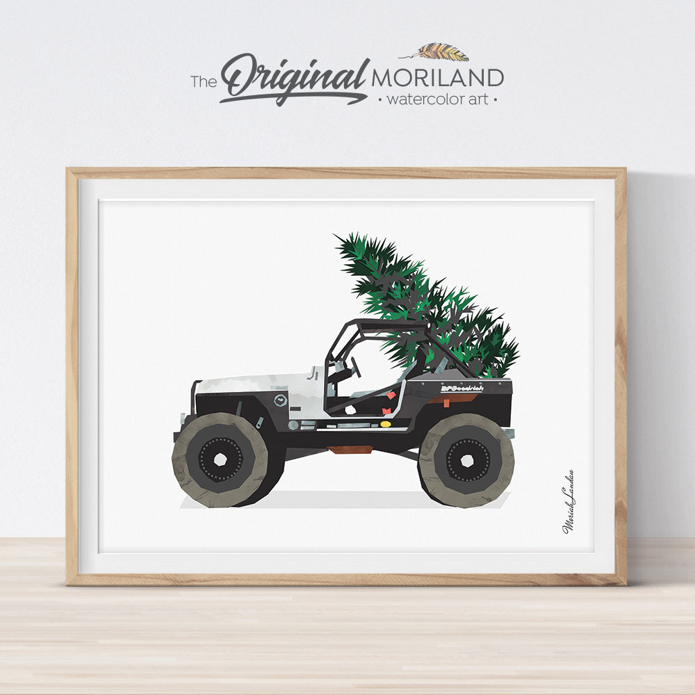 Christmas Jeep print printable for card, wall art and Christmas decorations