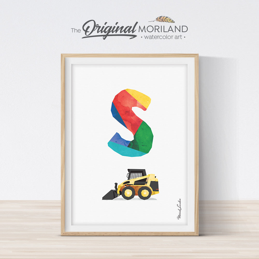 Construction Alphabet Letter S Boys Wall Art