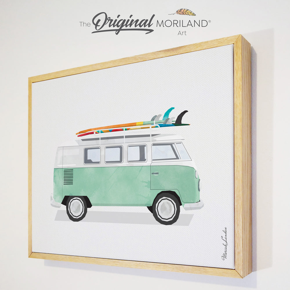 Green Van - Framed Canvas Print