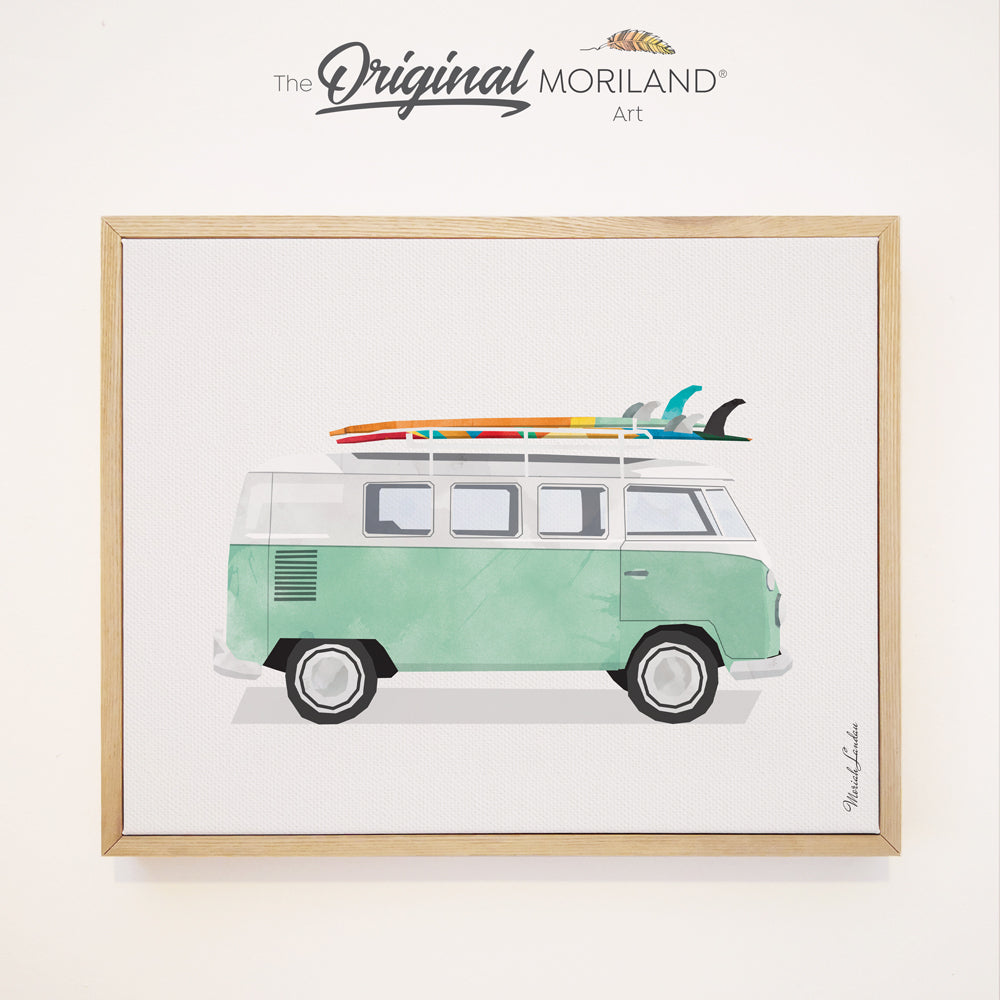 Green Van - Framed Canvas Print