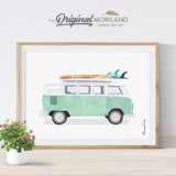 VW bus Wall Art with surfboard for girl decor