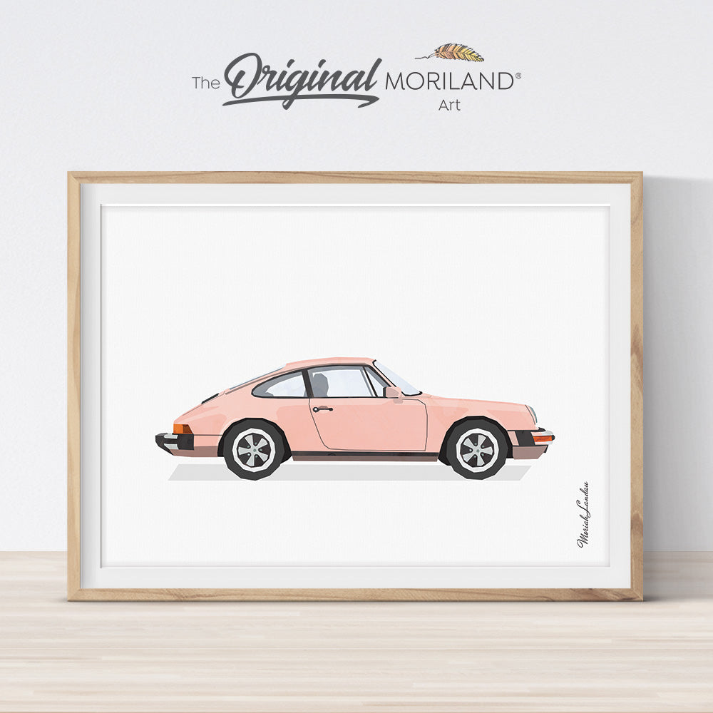 Pink Classic Sports Coupe Car Print - Printable Art