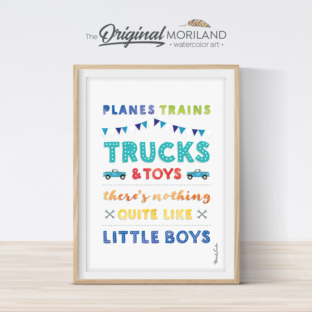 Planes Trains Trucks and Toys, Bedroom Printable Wall Art