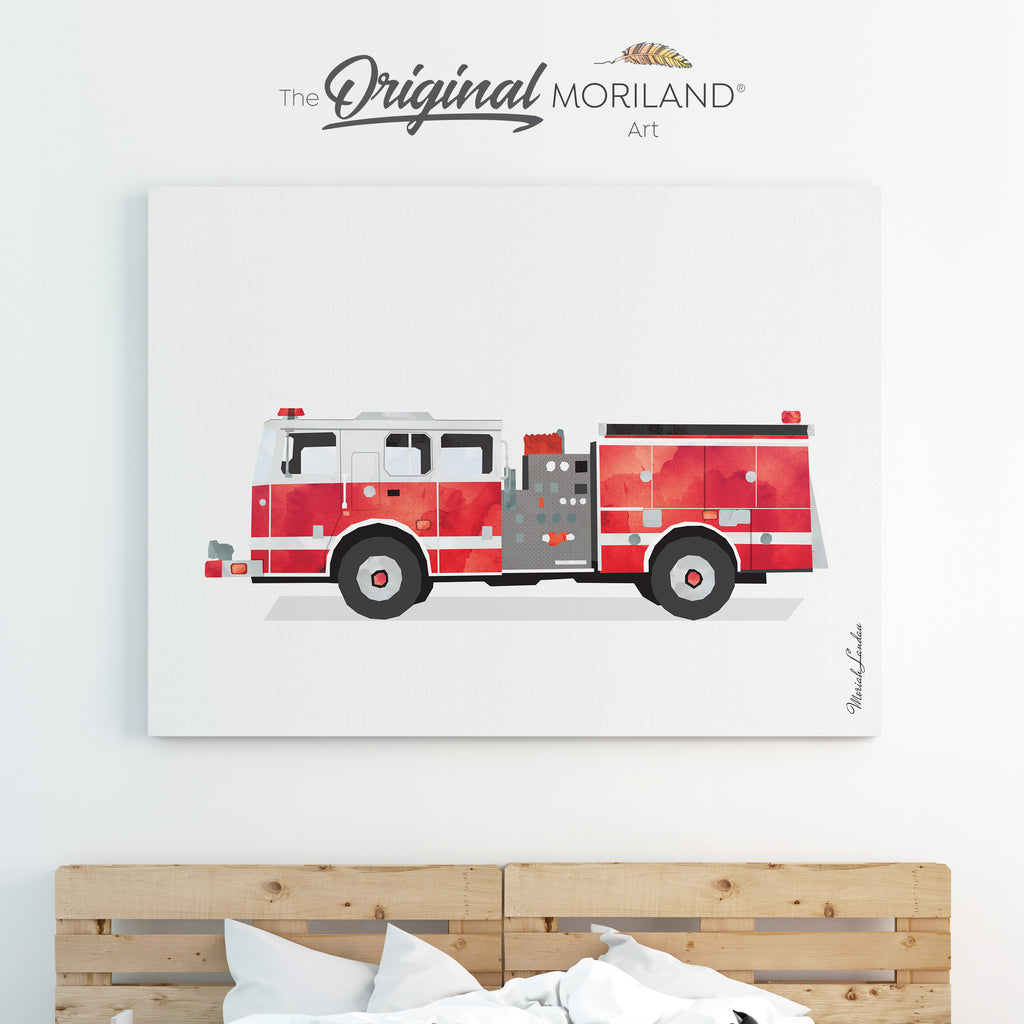 Fire Truck Canvas Print for Boy Room Decor