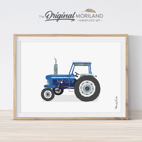 tractor watercolor wall art print for boy room and nursery decor