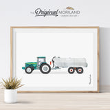 tractor watercolor wall art print for boy room and nursery decor