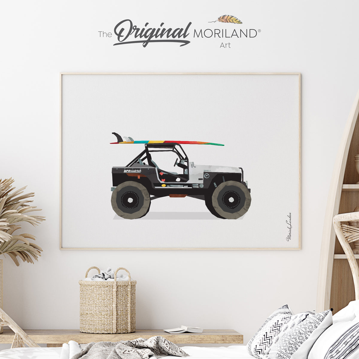 Black Car with surfboard art for girl bedroom decor by MORILAND