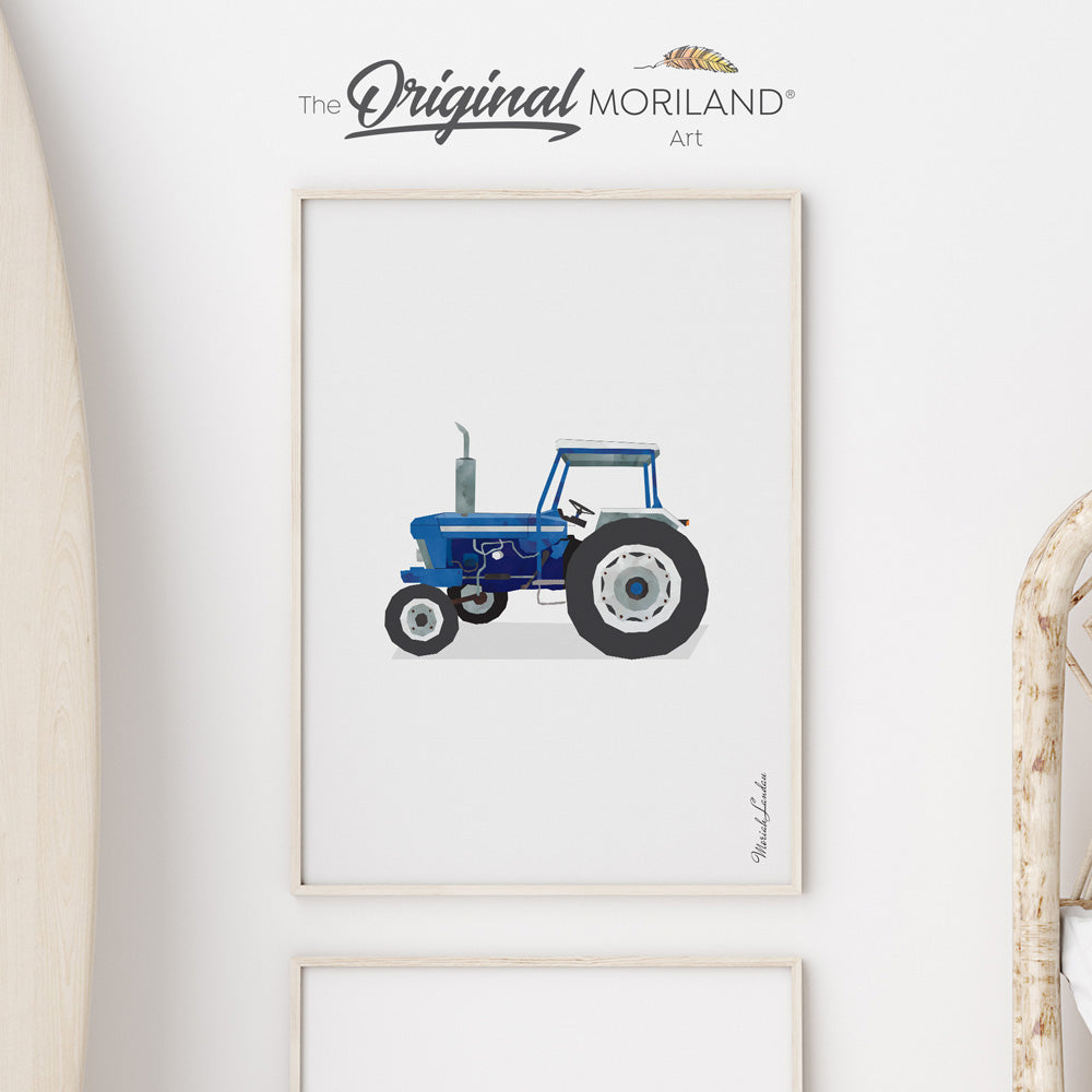 Old Blue Tractor | Vertical Fine Art Paper Print
