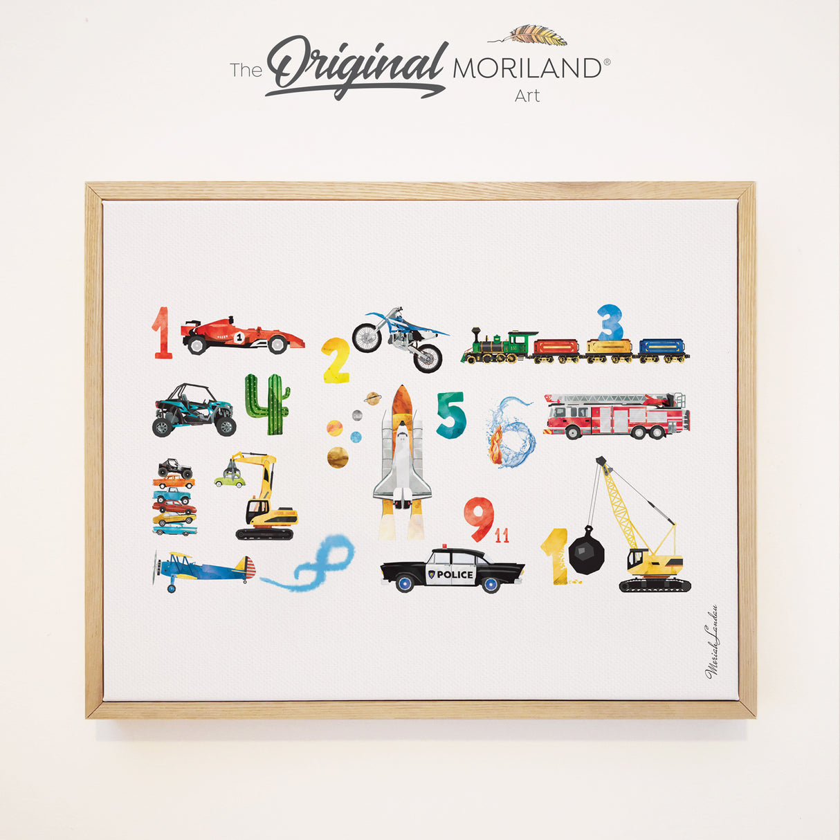 Numbers Transportation | Horizontal - Framed Canvas Print, 123 Print, 1-10 Poster, Educational Numbers Wall Art, ABC Print, Alphabet Art, Nursery Decor, Vertical, Construction Print, Car Print, Classroom Wall Art, Kids Poster, Excavator Print, Digger Art, Toddler Room Decor, Boy Nursery Decor, Truck Print, Big Boy Room Art, Transportation Art, Preschool Alphabet, Kids Poster by MORILAND