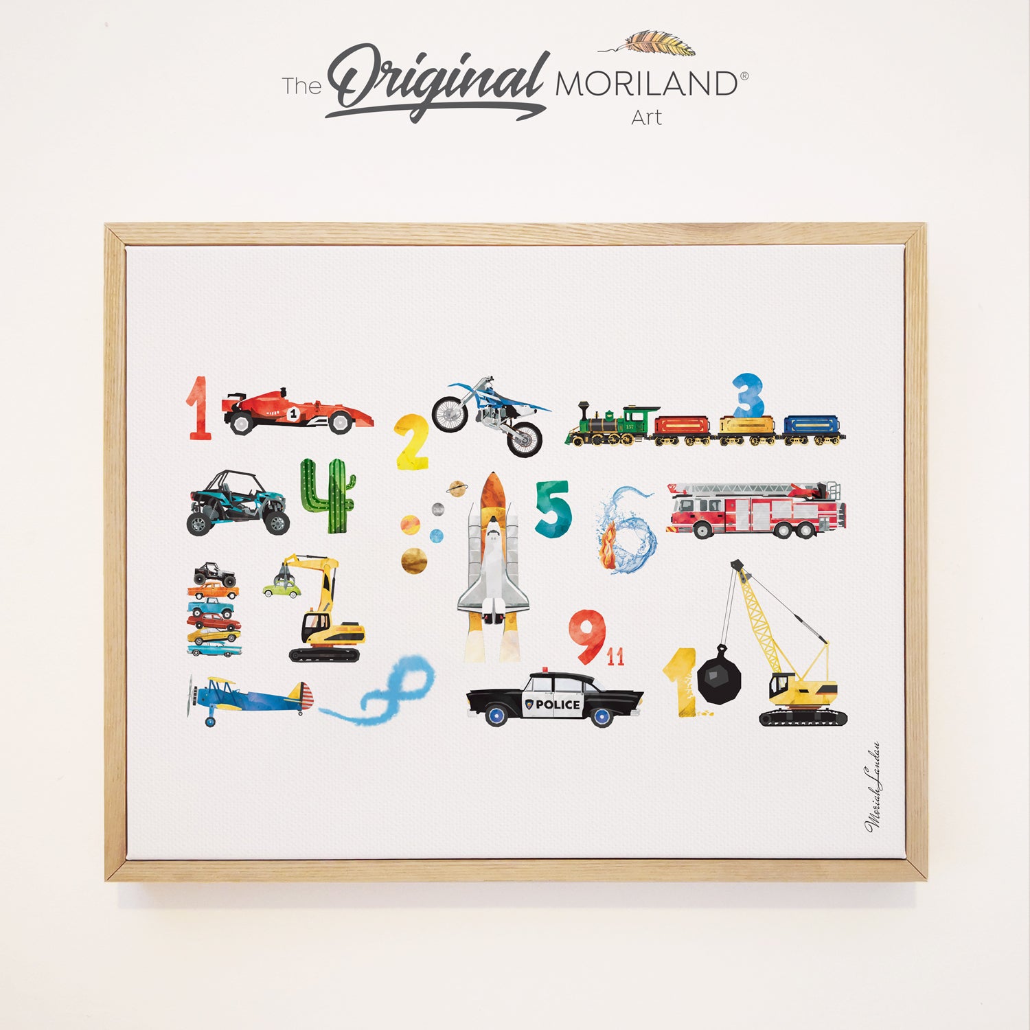 Numbers Transportation | Horizontal - Framed Canvas Print, 123 Print, 1-10 Poster, Educational Numbers Wall Art, ABC Print, Alphabet Art, Nursery Decor, Vertical, Construction Print, Car Print, Classroom Wall Art, Kids Poster, Excavator Print, Digger Art, Toddler Room Decor, Boy Nursery Decor, Truck Print, Big Boy Room Art, Transportation Art, Preschool Alphabet, Kids Poster by MORILAND