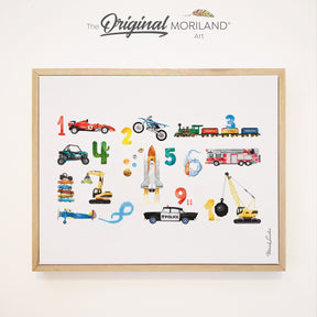 Numbers Transportation | Horizontal - Framed Canvas Print, 123 Print, 1-10 Poster, Educational Numbers Wall Art, ABC Print, Alphabet Art, Nursery Decor, Vertical, Construction Print, Car Print, Classroom Wall Art, Kids Poster, Excavator Print, Digger Art, Toddler Room Decor, Boy Nursery Decor, Truck Print, Big Boy Room Art, Transportation Art, Preschool Alphabet, Kids Poster by MORILAND