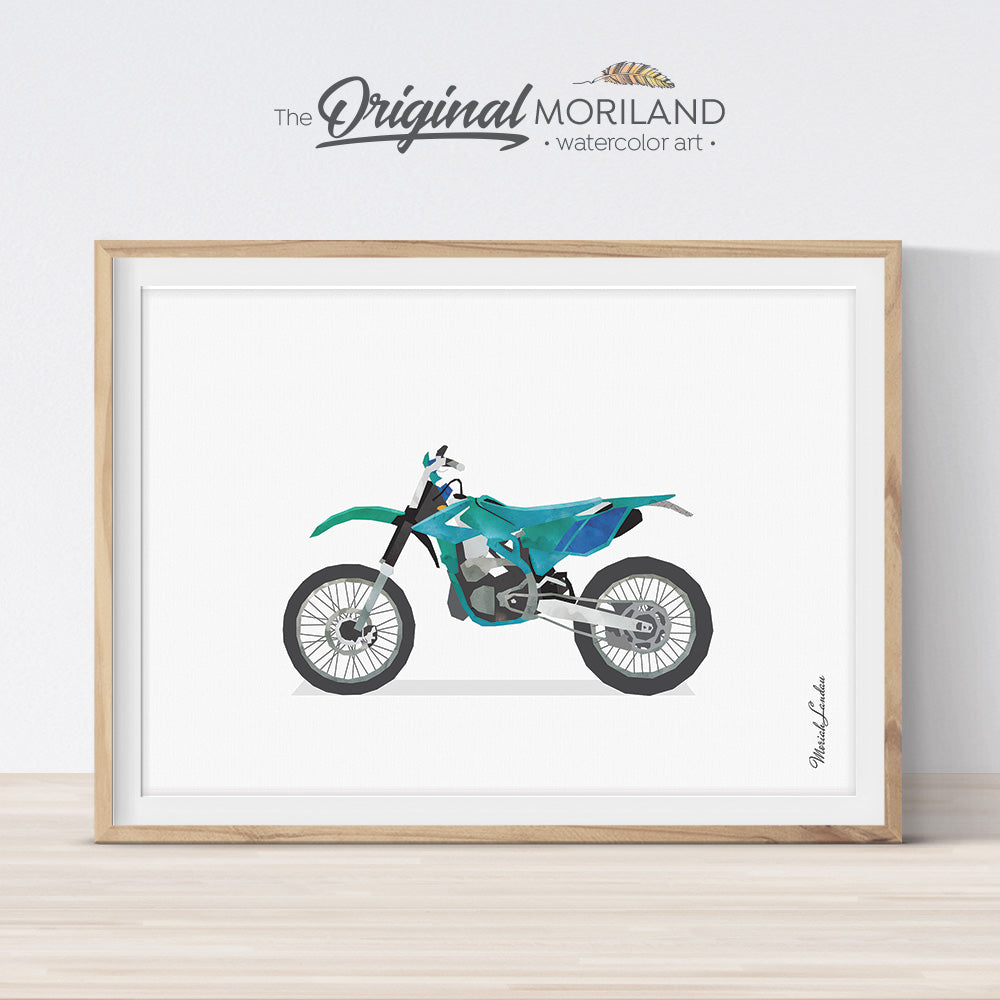 Green Dirt Bike Wall Art for boys room decor