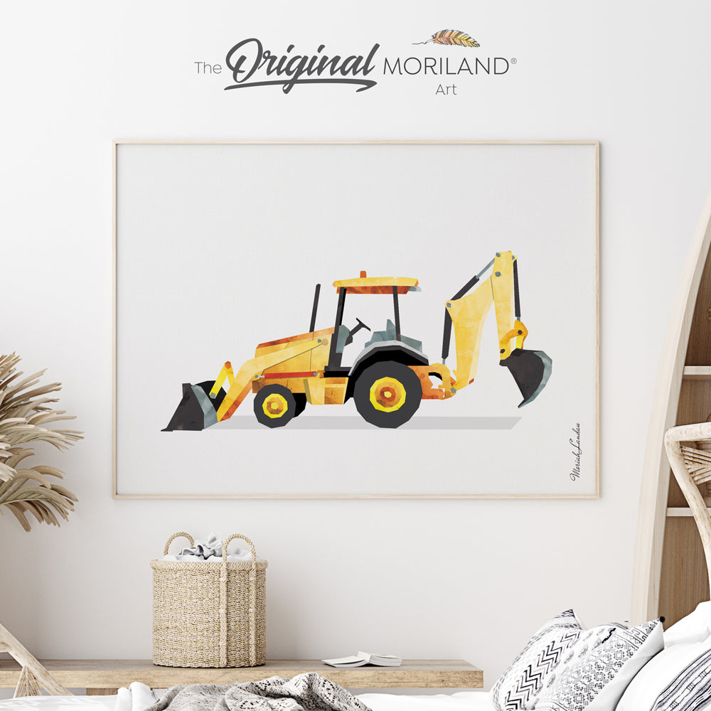 watercolor digger art print for toddler boy room decor by MORILND