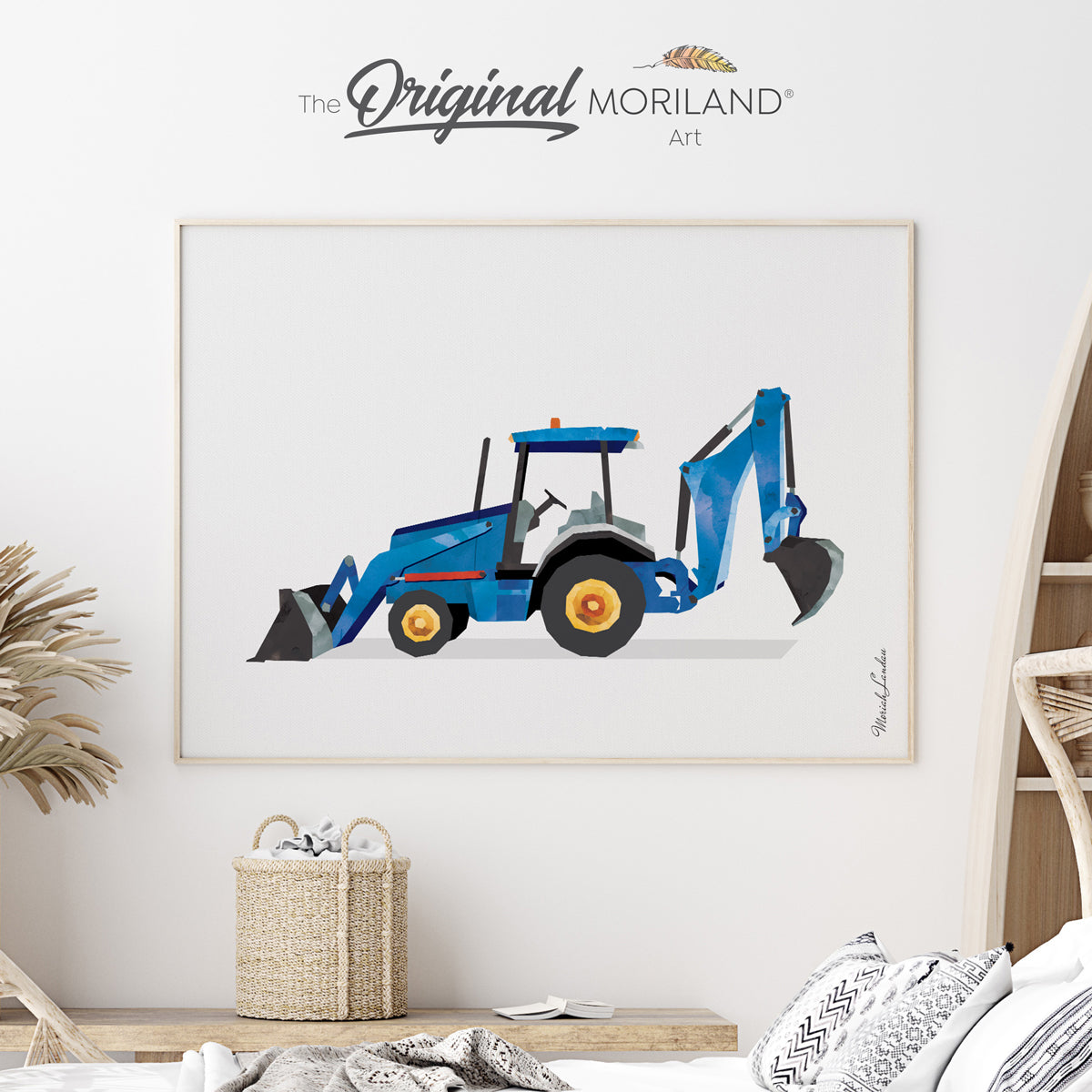 Blue Tractor Loader Backhoe Fine Art Paper Print – MORILAND