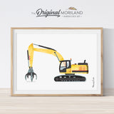 Material Handler digger Excavator Wall art for boys bedroom decor